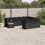Loungeset 11-delig poly rattan zwart