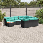 Loungeset 11-delig poly rattan zwart