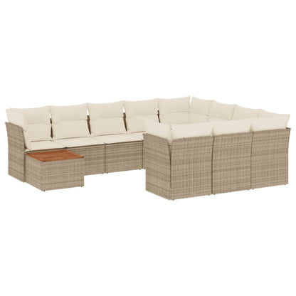 11-Delige Tuinset Met Kussens Poly Rattan Beige