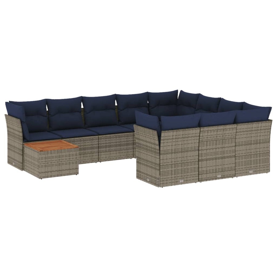 1 Loungeset Met Kussens Poly Rattan