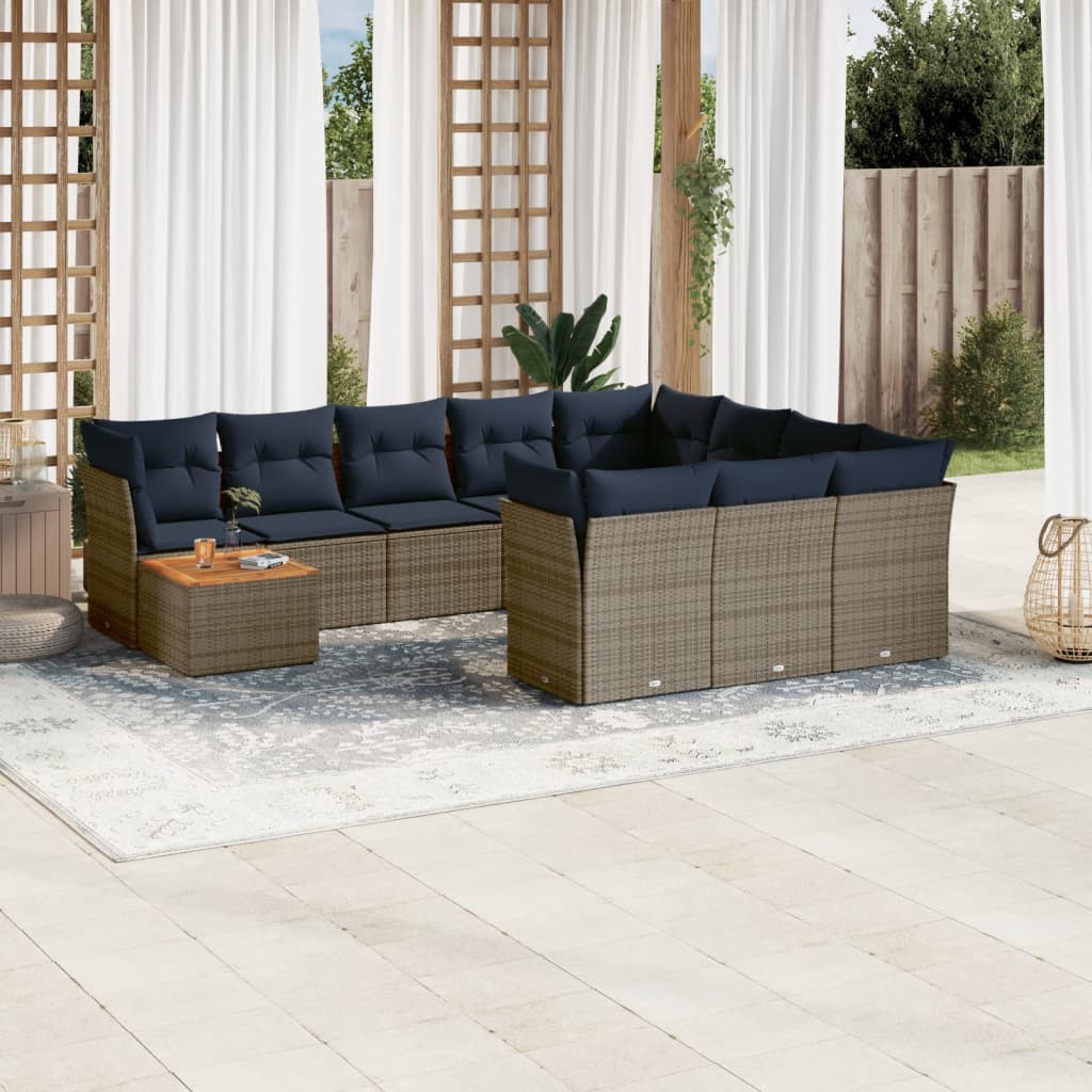 1 Loungeset Met Kussens Poly Rattan