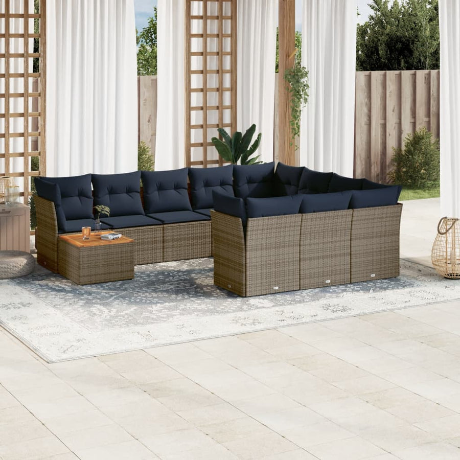 1 Loungeset Met Kussens Poly Rattan