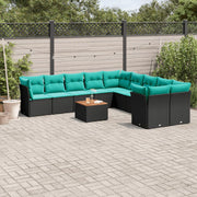 Loungeset 11-delig poly rattan zwart