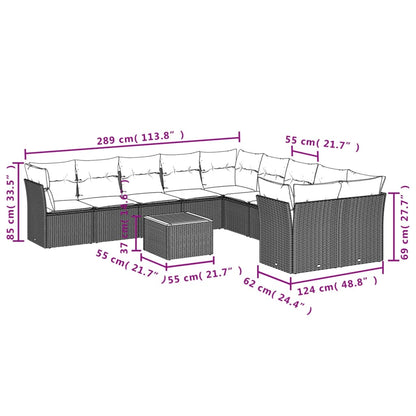 11-Delige Tuinset Met Kussens Poly Rattan Beige