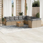 11-Delige Loungeset Met Kussens Poly Rattan Gemengd Beige