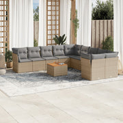 Loungeset 11-delig poly rattan gemengd beige