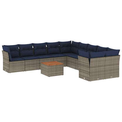 1 Loungeset Met Kussens Poly Rattan