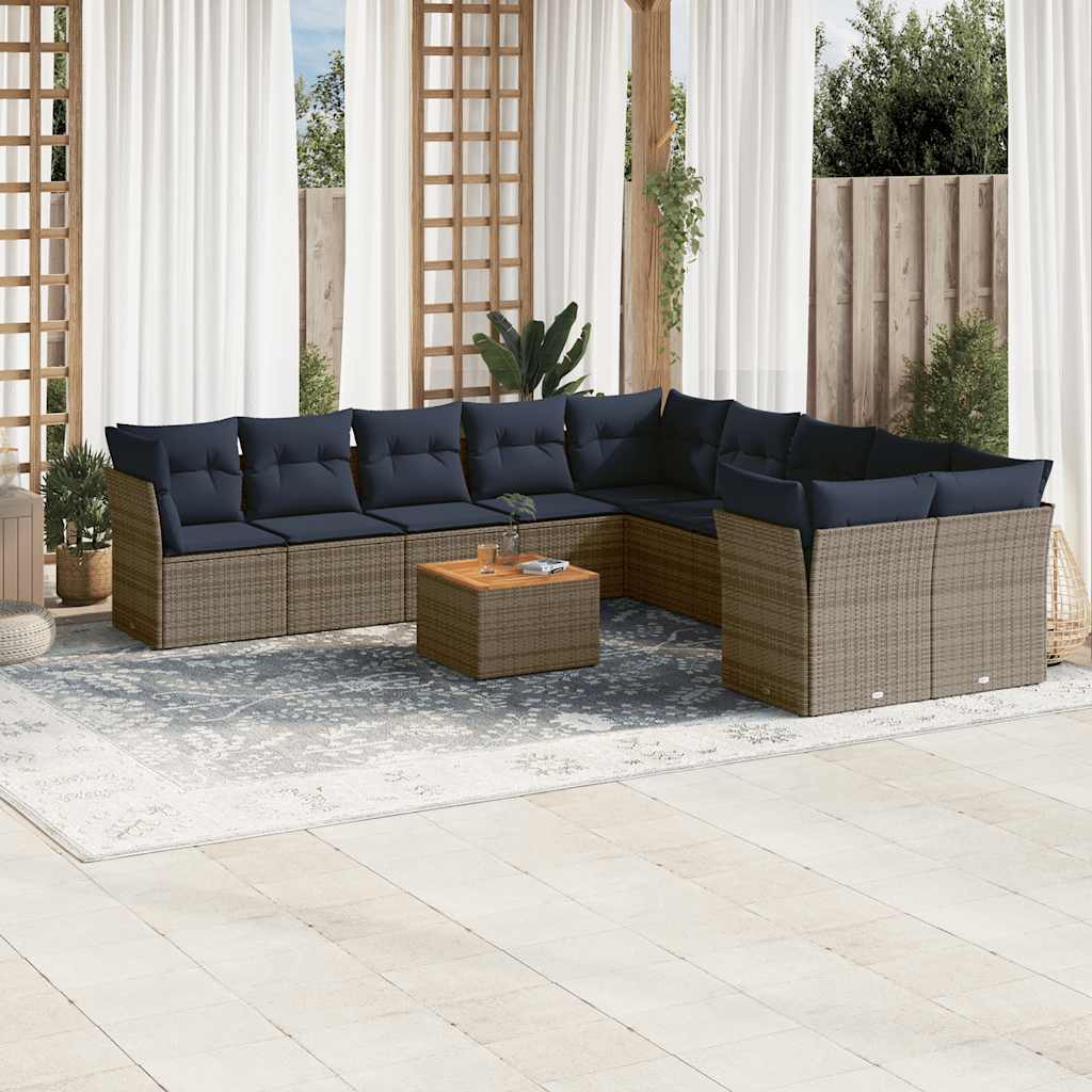 1 Loungeset Met Kussens Poly Rattan