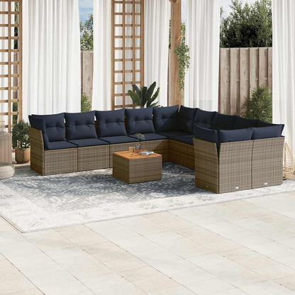 1 Loungeset Met Kussens Poly Rattan