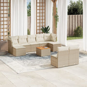 Loungeset 10-delig poly rattan beige