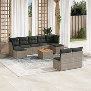 Loungeset 10-delig poly rattan grijs