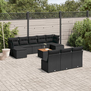 Loungeset 11-delig poly rattan zwart