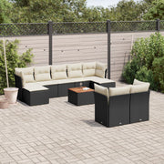 Loungeset 10-delig poly rattan zwart