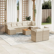 Loungeset poly rattan 10-delig beige