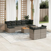Loungeset 10-delig poly rattan grijs