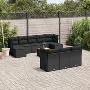 Loungeset 11-delig poly rattan zwart