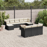 Loungeset poly rattan 11-delig zwart