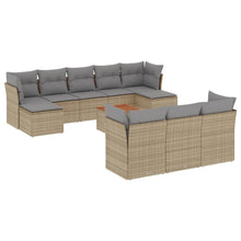 11-Delige Loungeset Met Kussens Poly Rattan Gemengd Beige