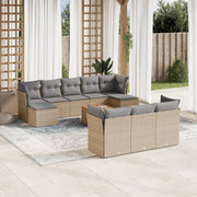 Loungeset poly rattan 11-delig gemengd beige