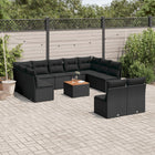 12-piece lounge set with cushions poly rattan black