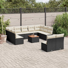 12-piece lounge set with cushions poly rattan black