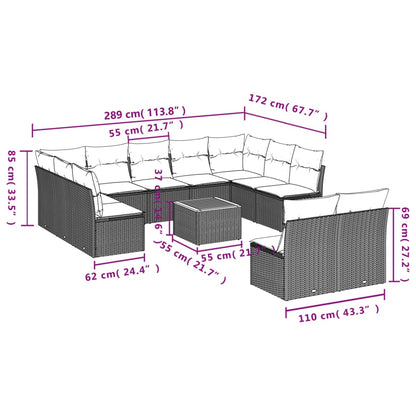 12-Delige Loungeset Met Kussens Poly Rattan Beige
