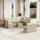 12-piece lounge set with cushions poly rattan beige