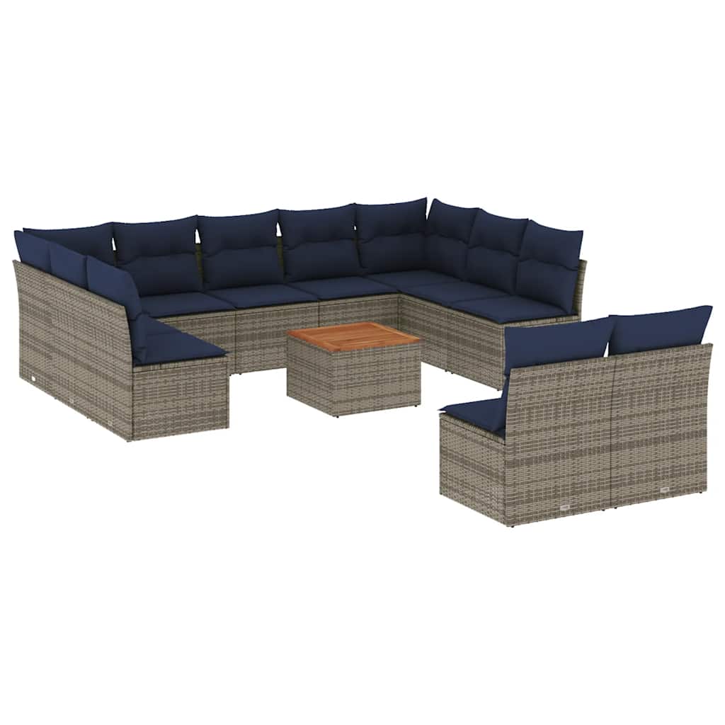 12-Delige Loungeset Met Kussens Poly Rattan