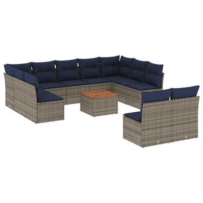 12-Delige Loungeset Met Kussens Poly Rattan