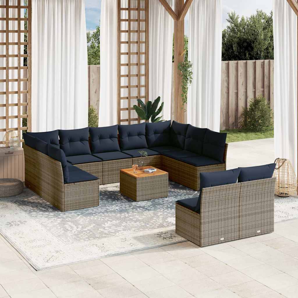 12-Delige Loungeset Met Kussens Poly Rattan