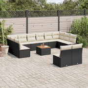 Loungeset 13-delig poly rattan zwart