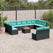 Loungeset 13-delig poly rattan zwart