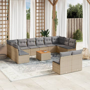 Loungeset 13-delig poly rattan gemengd beige