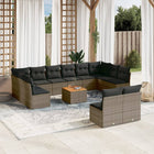 13-Delige Loungeset Met Kussens Poly Rattan Grijs