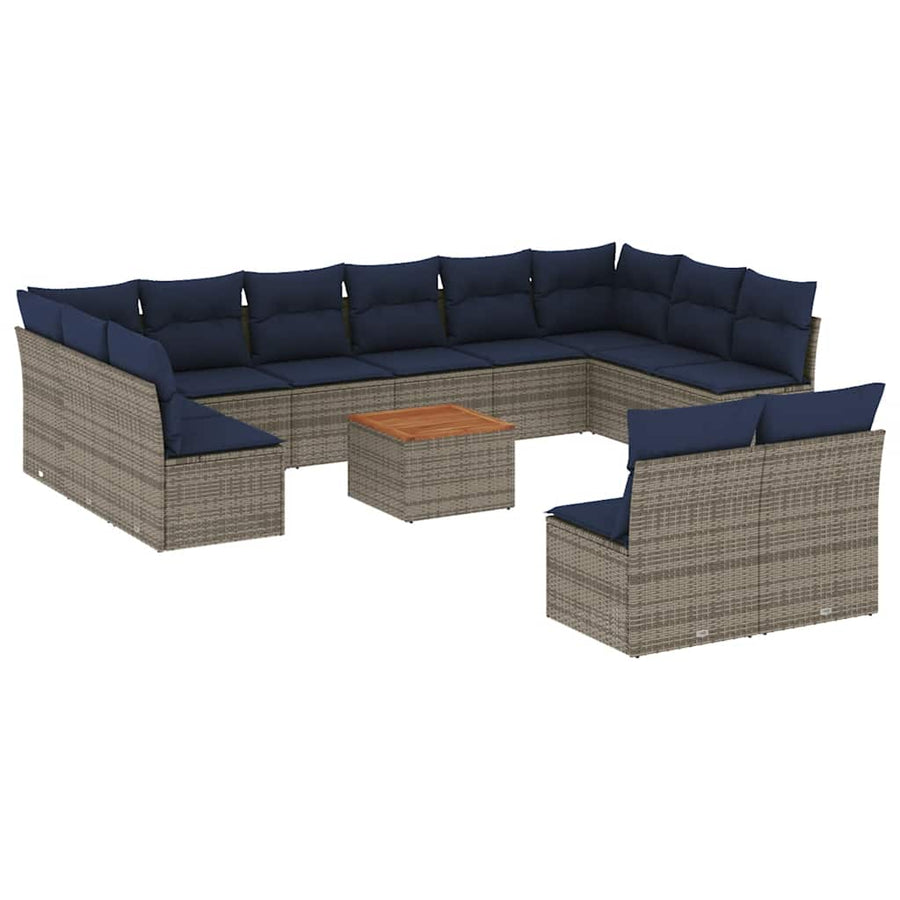 13-Delige Loungeset Met Kussens Poly Rattan