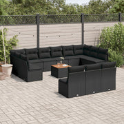 Loungeset 14-delig poly rattan zwart