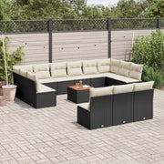 Loungeset 14-delig poly rattan zwart