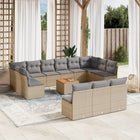14-piece Lounge Set with Cushions Poly Rattan Mixed Beige