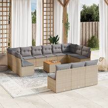 14-Delige Loungeset Met Kussens Poly Rattan Gemengd Beige