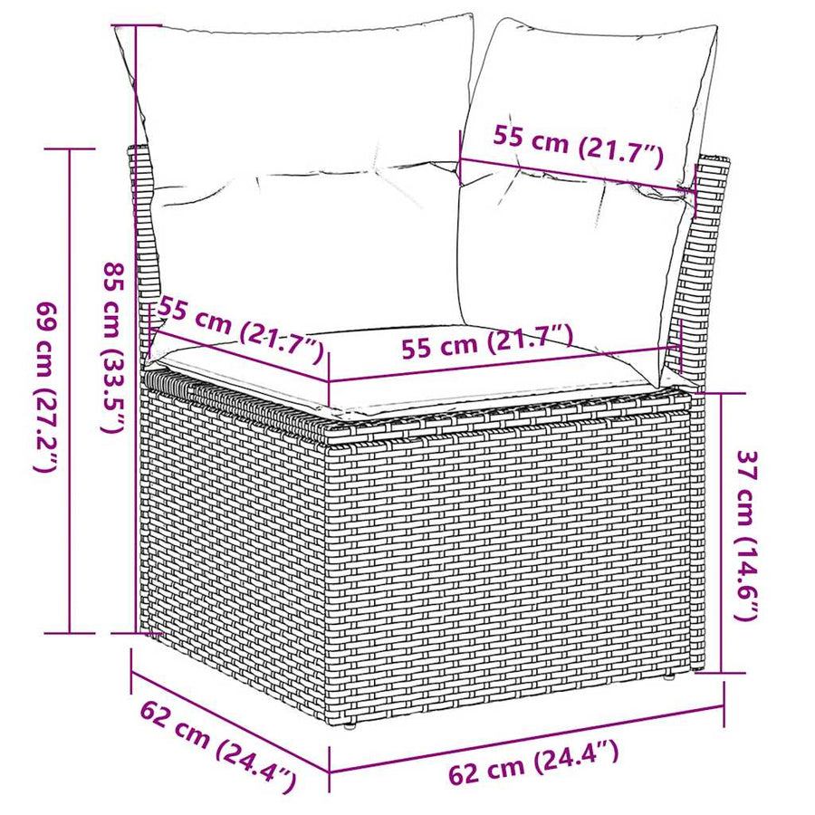 14-Delige Loungeset Met Kussens Poly Rattan