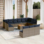 Loungeset poly rattan grijs 14-delig