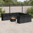 12-piece lounge set with cushions poly rattan black