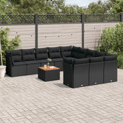 Loungeset poly rattan 12-delig zwart