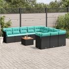 12-piece lounge set with cushions poly rattan black