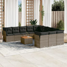 12-piece lounge set with cushions poly rattan grey