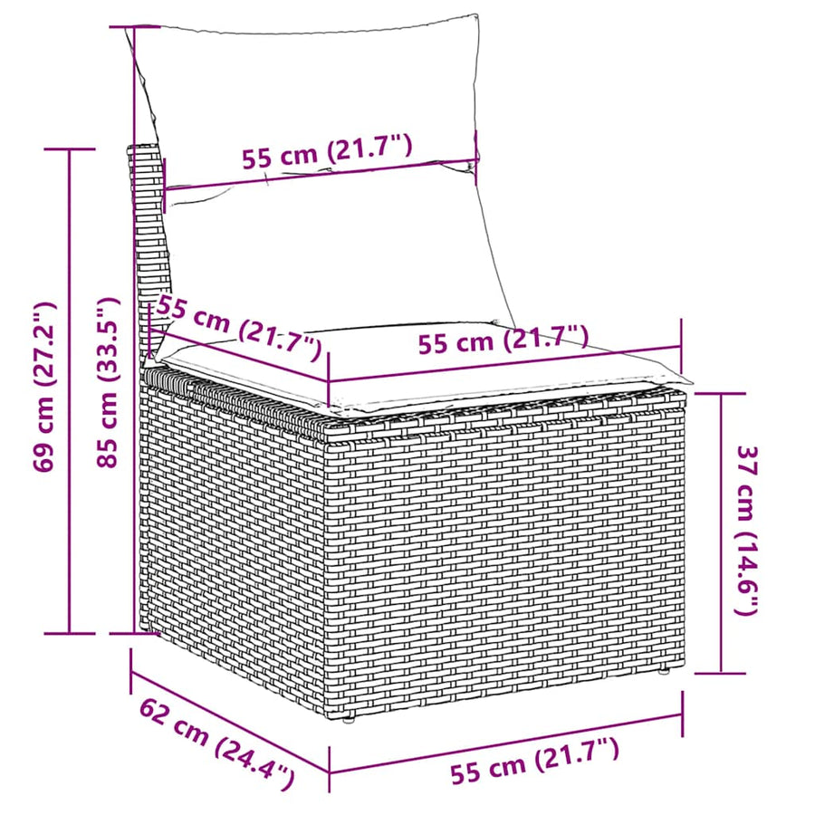 12-Delige Loungeset Met Kussens Poly Rattan