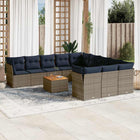 12-piece lounge set with cushions poly rattan grey