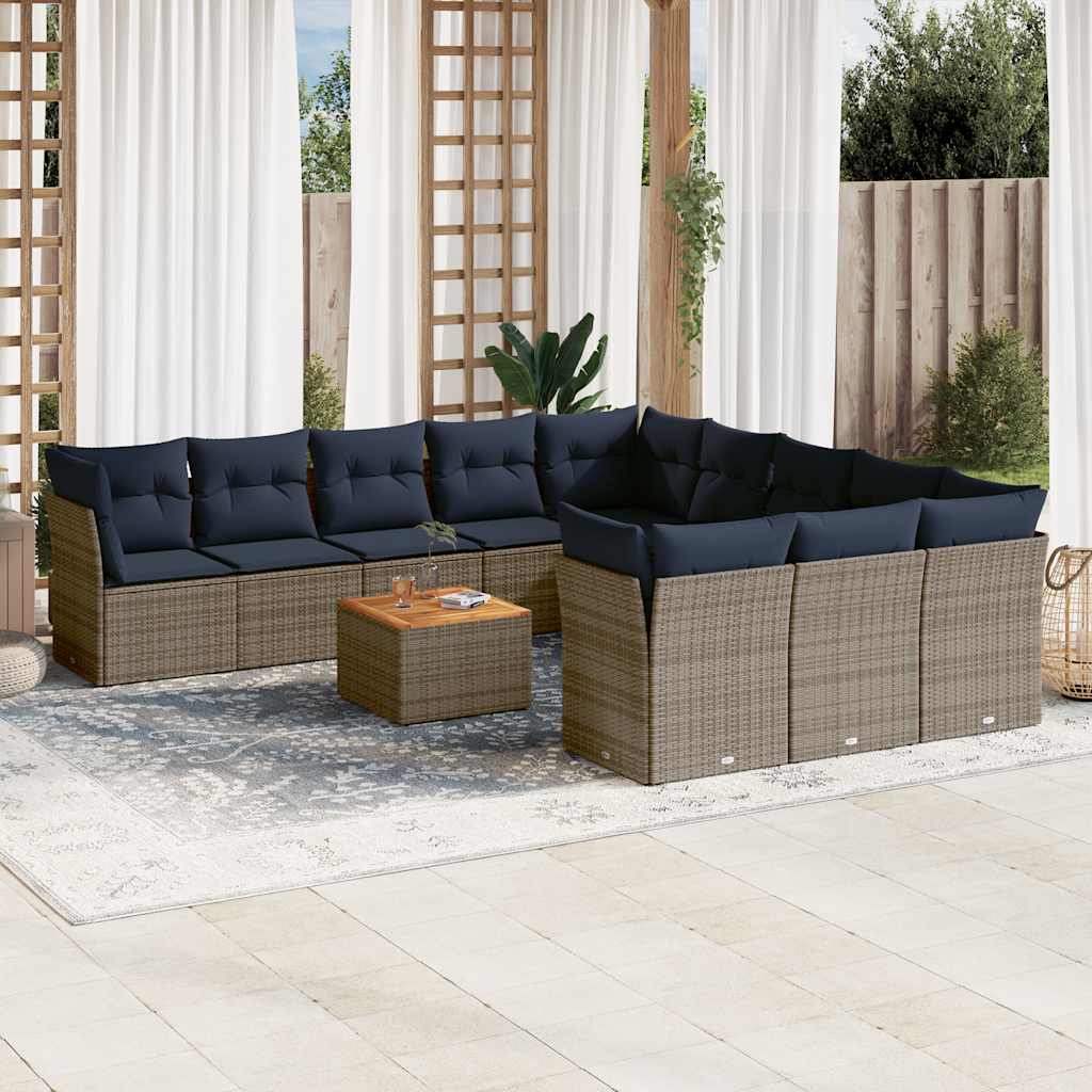 12-Delige Loungeset Met Kussens Poly Rattan