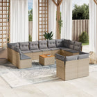 13-Delige Loungeset Met Kussens Poly Rattan Gemengd Beige