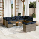 13-Delige Loungeset Met Kussens Poly Rattan Grijs